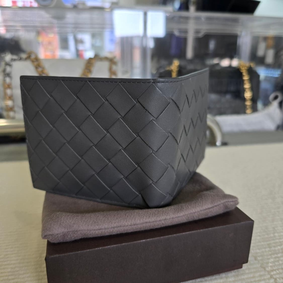 [중고/정품] 보테가 베네타 인트레치아토 반지갑 그레이 상품이미지4