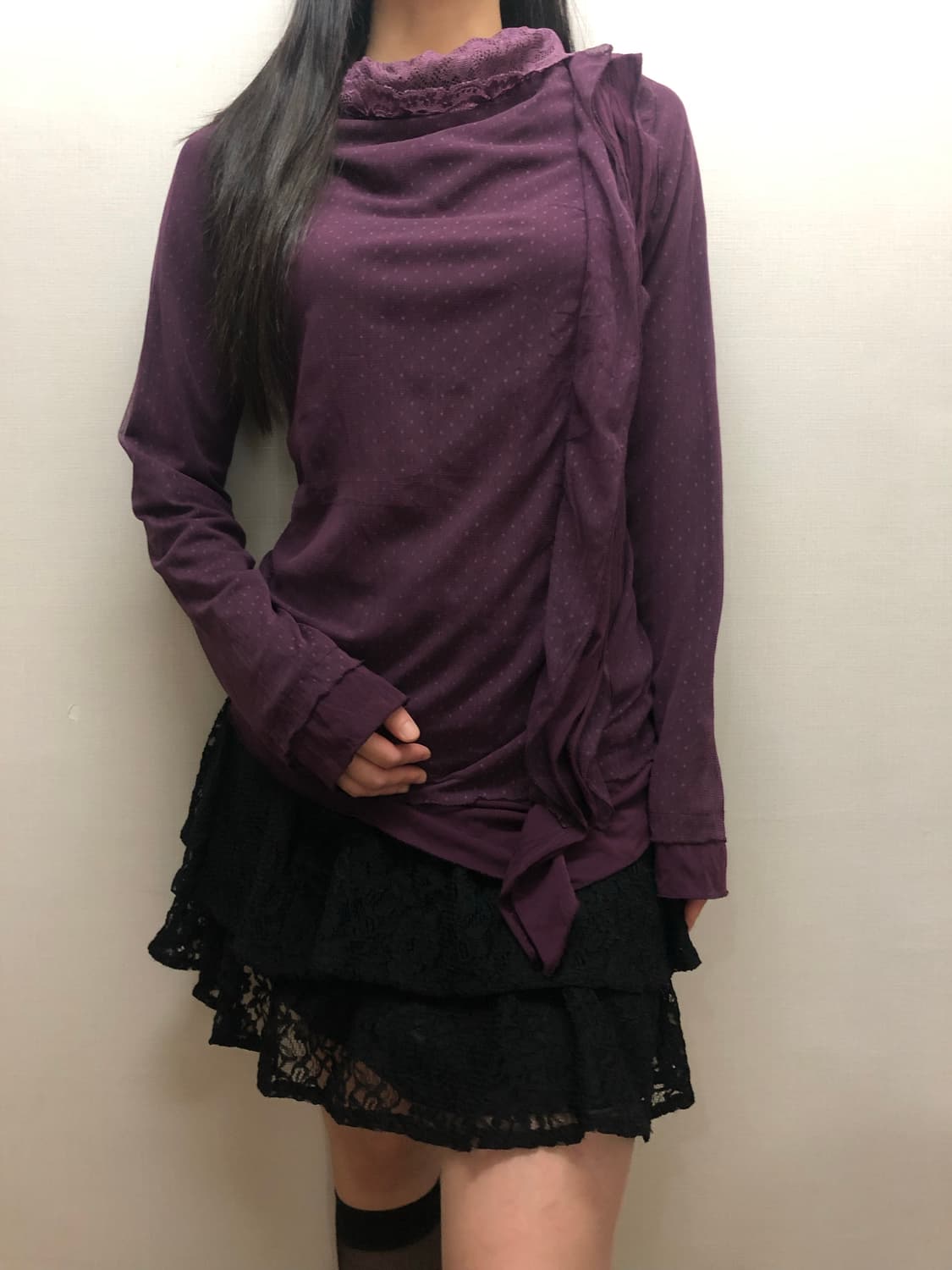 빈티지 퍼플 도트 프릴 탑 상품이미지8