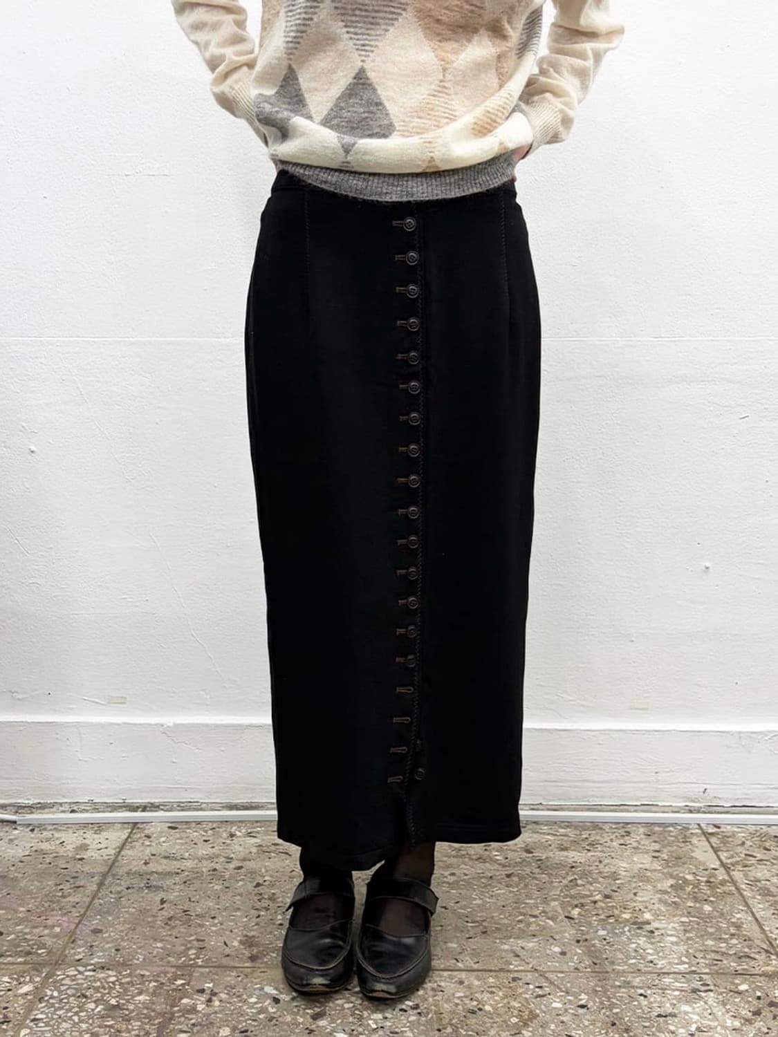 빈티지 버튼 맥시 스커트 상품이미지1
