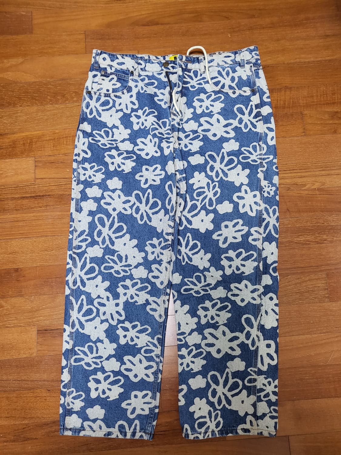 버터굿즈 Butter goods 플라워 데님 와이드 팬츠 인디고 상품이미지3