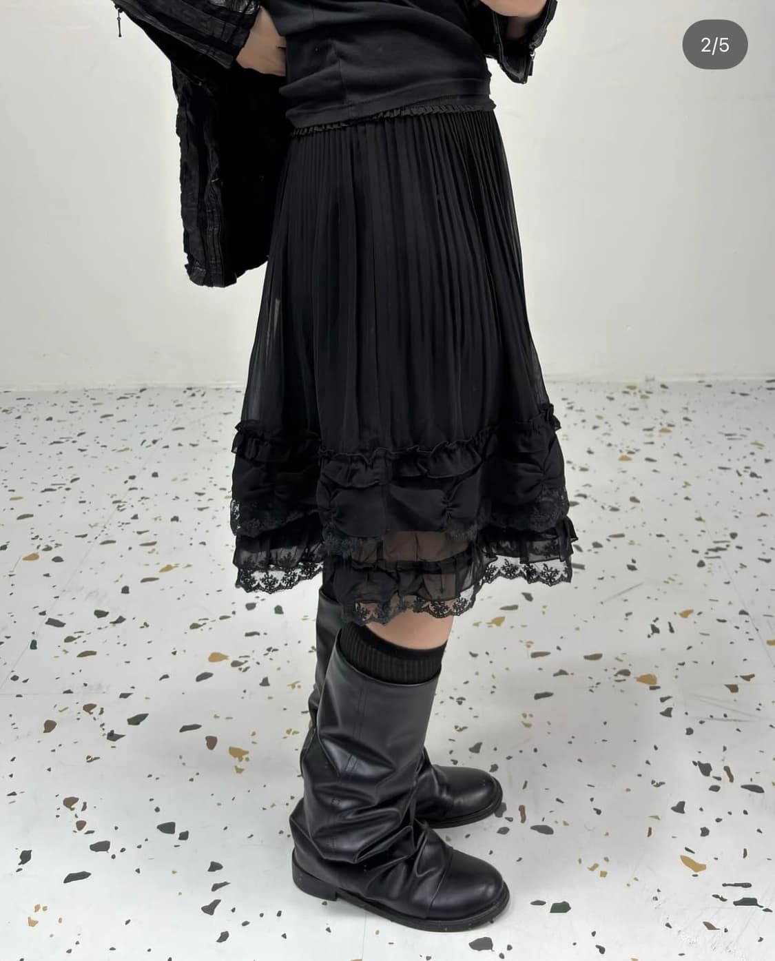 빈티지 프릴 미디 스커트 상품이미지2