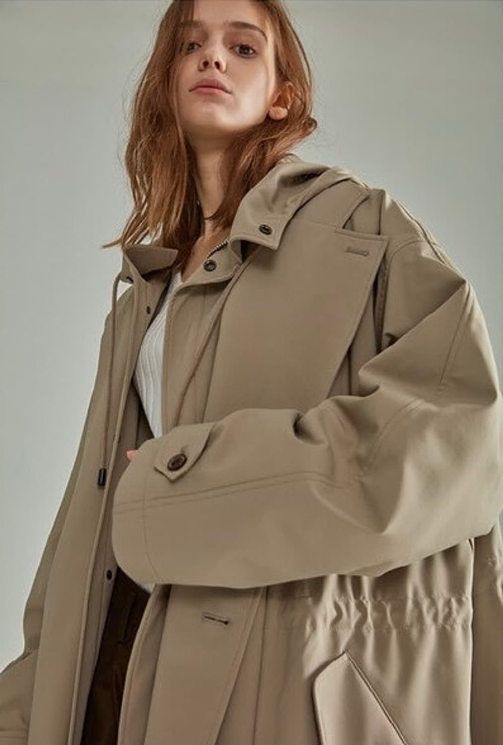 노앙 레이어드 패딩 트렌치 코트 베이지 상품이미지3