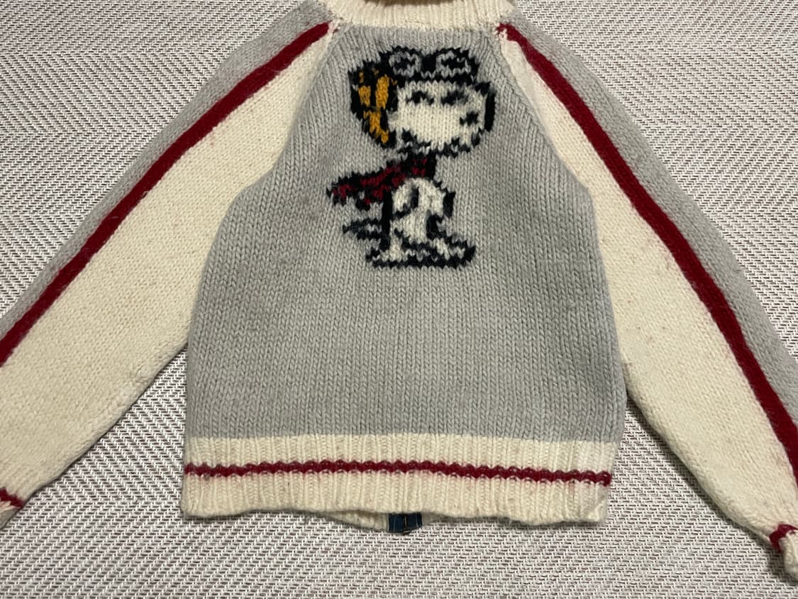 피너츠 x 스누피 파일럿 캐나다 해비 울 니트 집업 J03267 상품이미지3