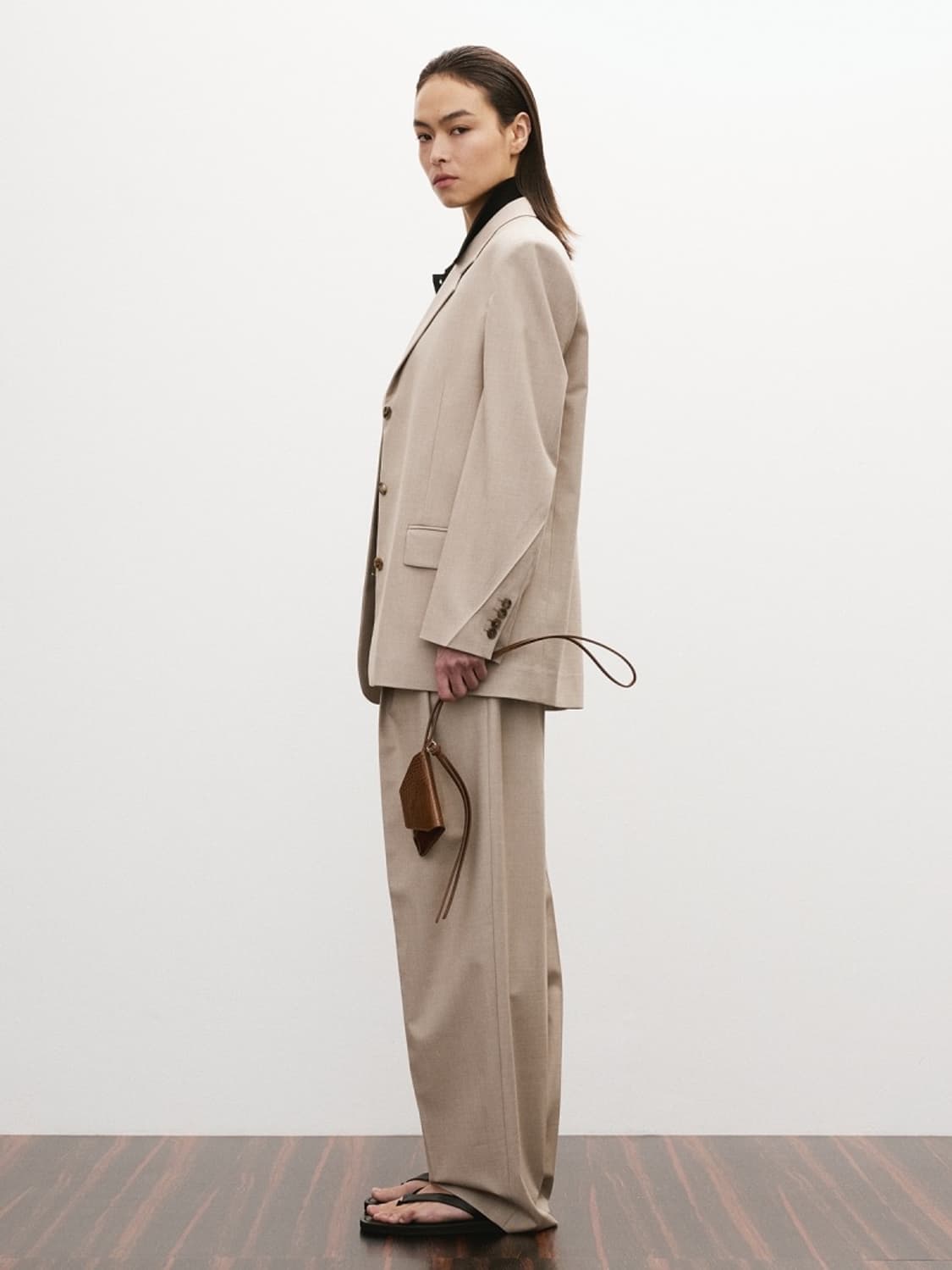 [할인]렉토 RECTO 울 블렌드 테일러드 대디 싱글 자켓 세피아 베이지 상품이미지3