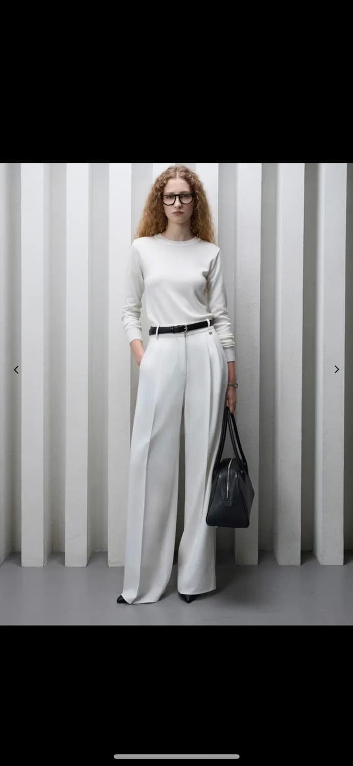 문트 모스 하이웨스트 와이드 슬랙스 화이트, 블랙 m 상품이미지2