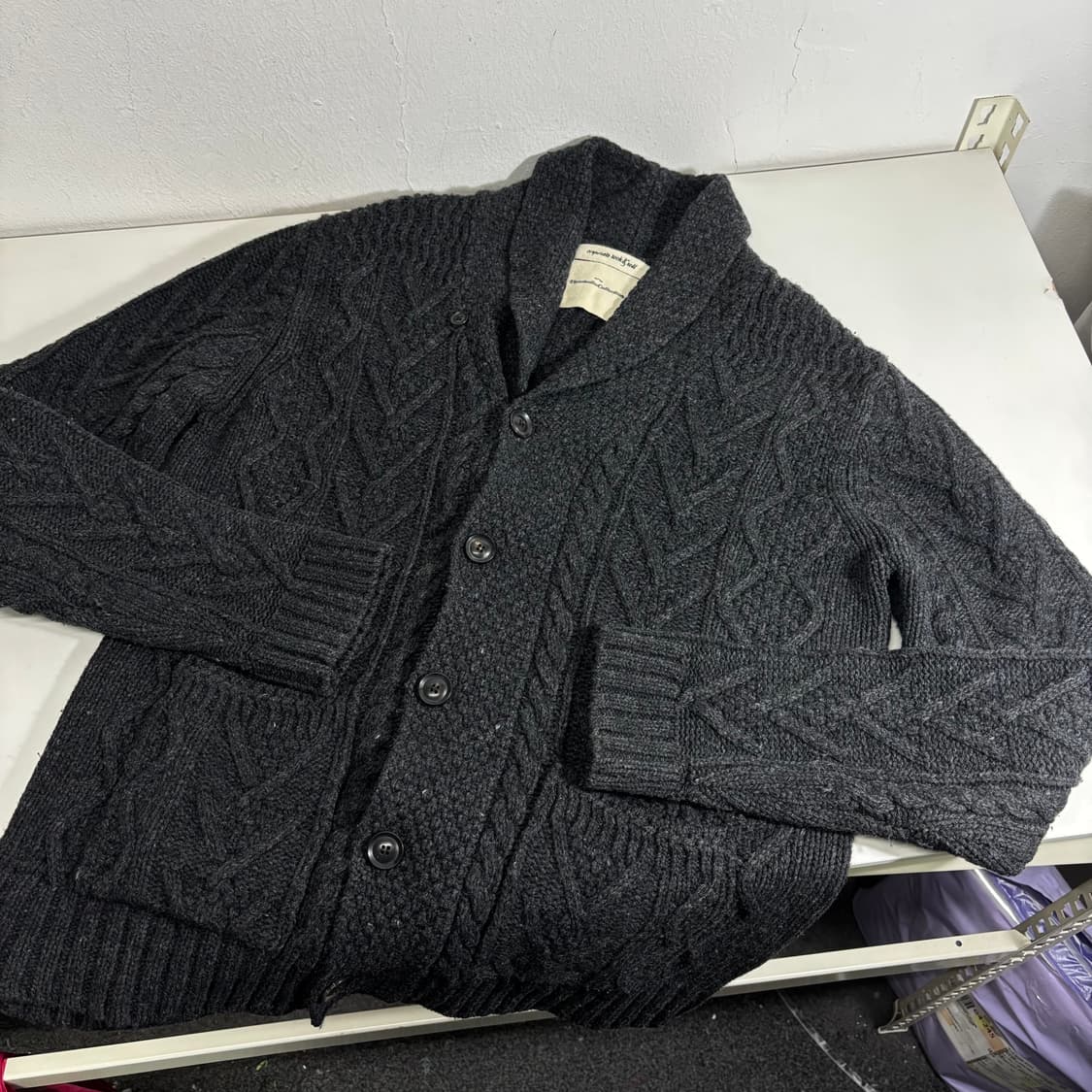 95-100 L 비바스튜디오 챠콜 꽈베기 숄카라 울 가디건 상품이미지1