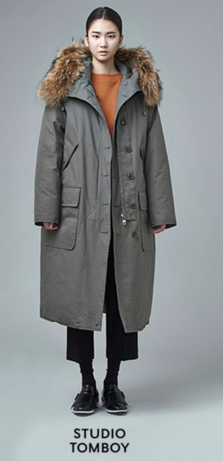 스튜디오 톰보이 라쿤퍼후드 롱야상 상품이미지1