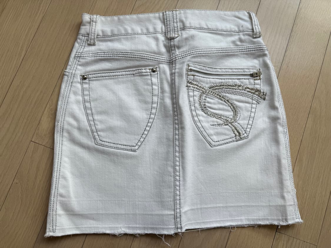 SISLEY 화이트 데님 미니스커트 청치마 숏츠 시슬리 하의 상품이미지2