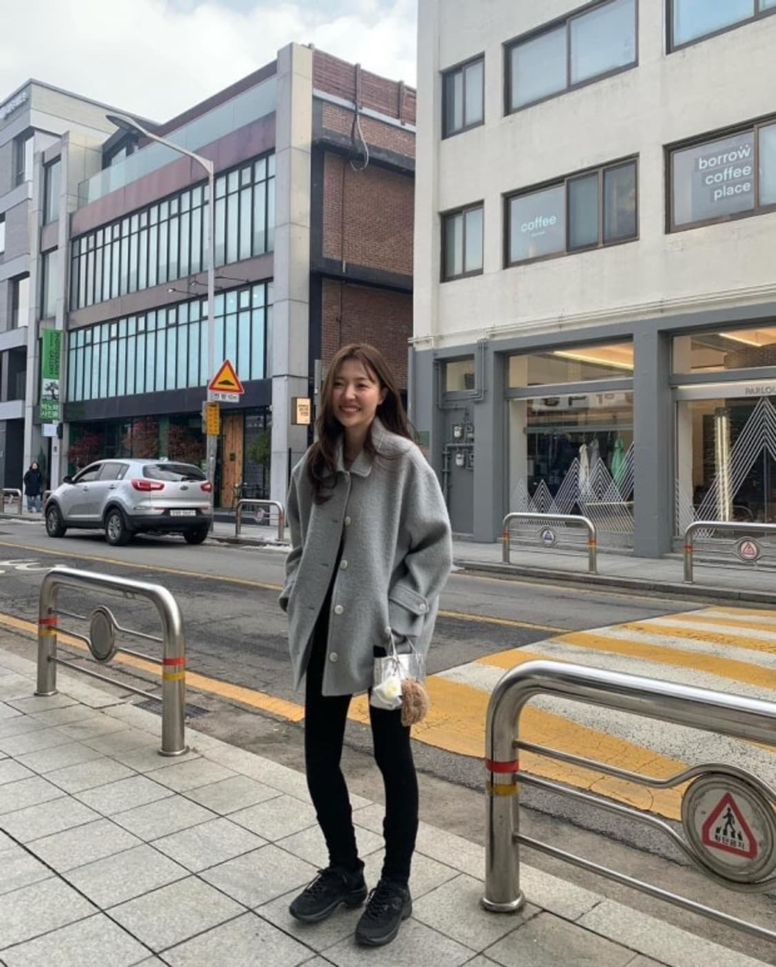 타낫 부클 하프 코트 블루 그레이 상품이미지3