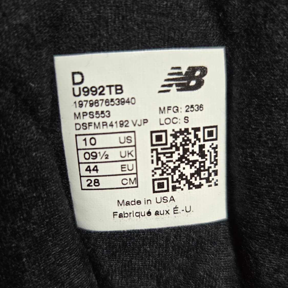 뉴발란스992 코어블랙 280 상품이미지3