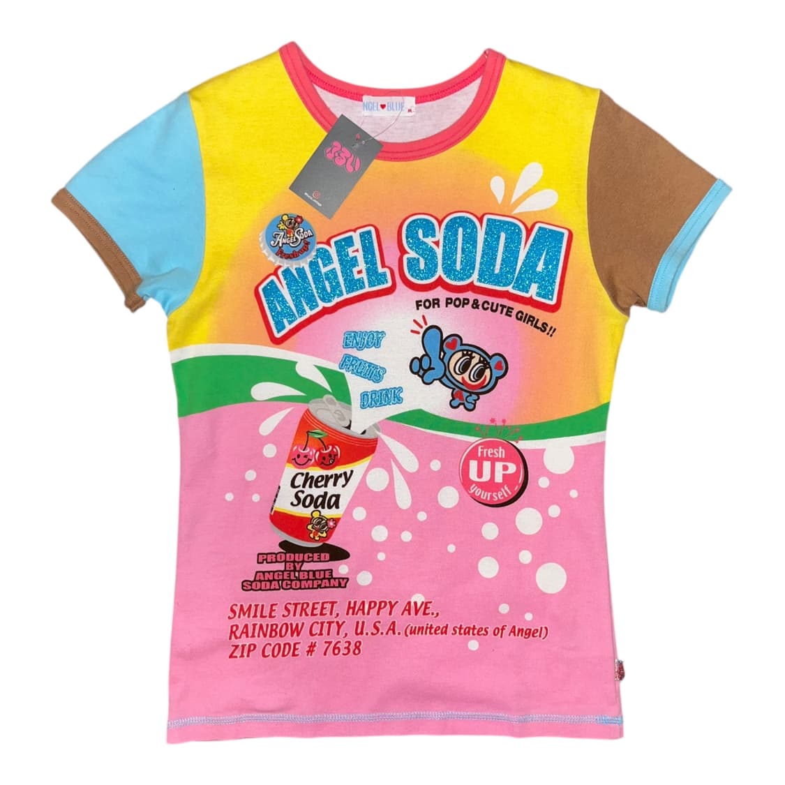 ANGEL♥︎BLUE 엔젤스블루 글리터프린팅 반팔티 키치갸루 상품이미지1