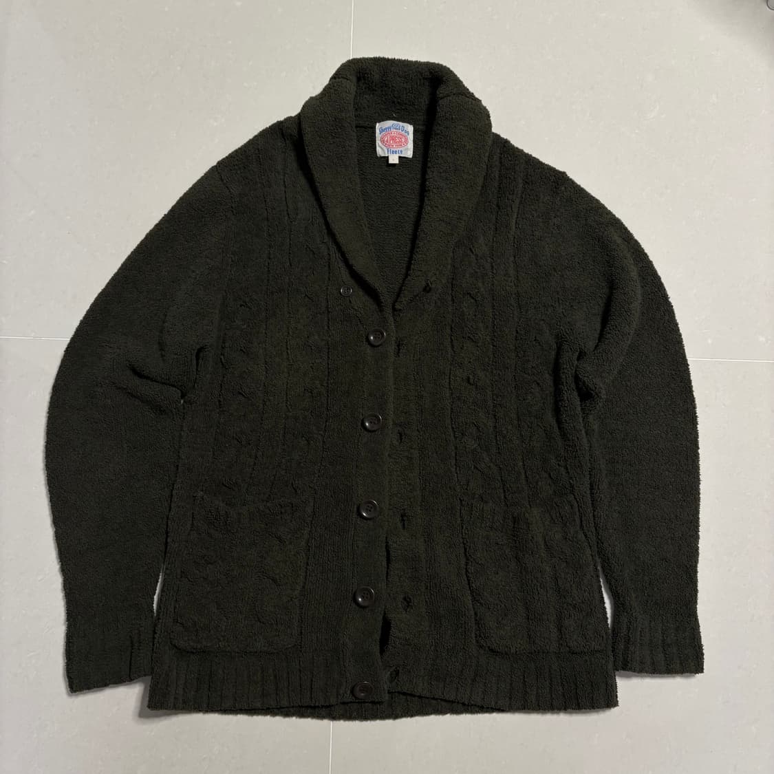 정품 제이프레스 쉐기독 플리스 니트 숄카라 가디건 카키 상품이미지4