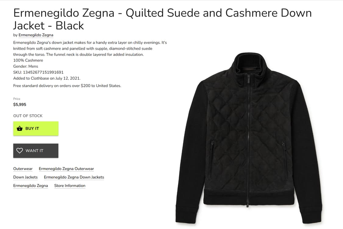 에르메네질도 제냐 현행 21 FW 송아지 스웨이드 퀼팅 캐시미어 구스자켓 상품이미지2