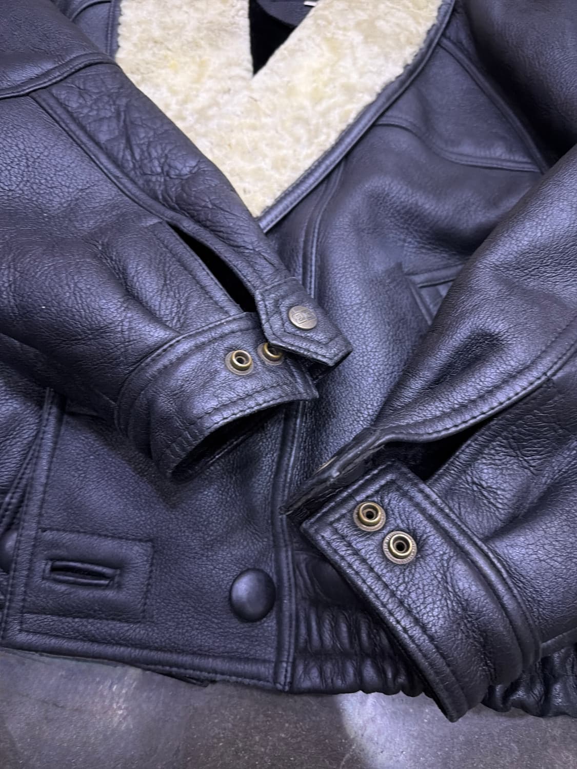 듀모드 빈티지 양가죽 양털 레더 더블 봄버 자켓 77 상품이미지6