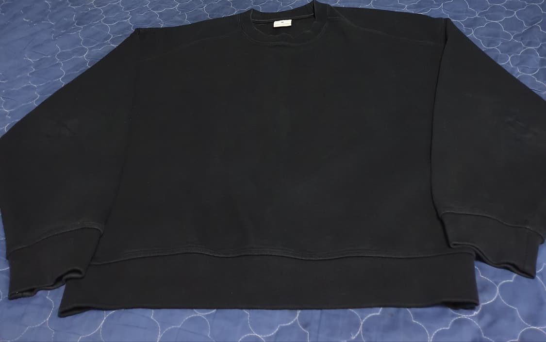 LAINE 오버핏 혜비 플리스 맨투맨 블랙 (L) 상품이미지1