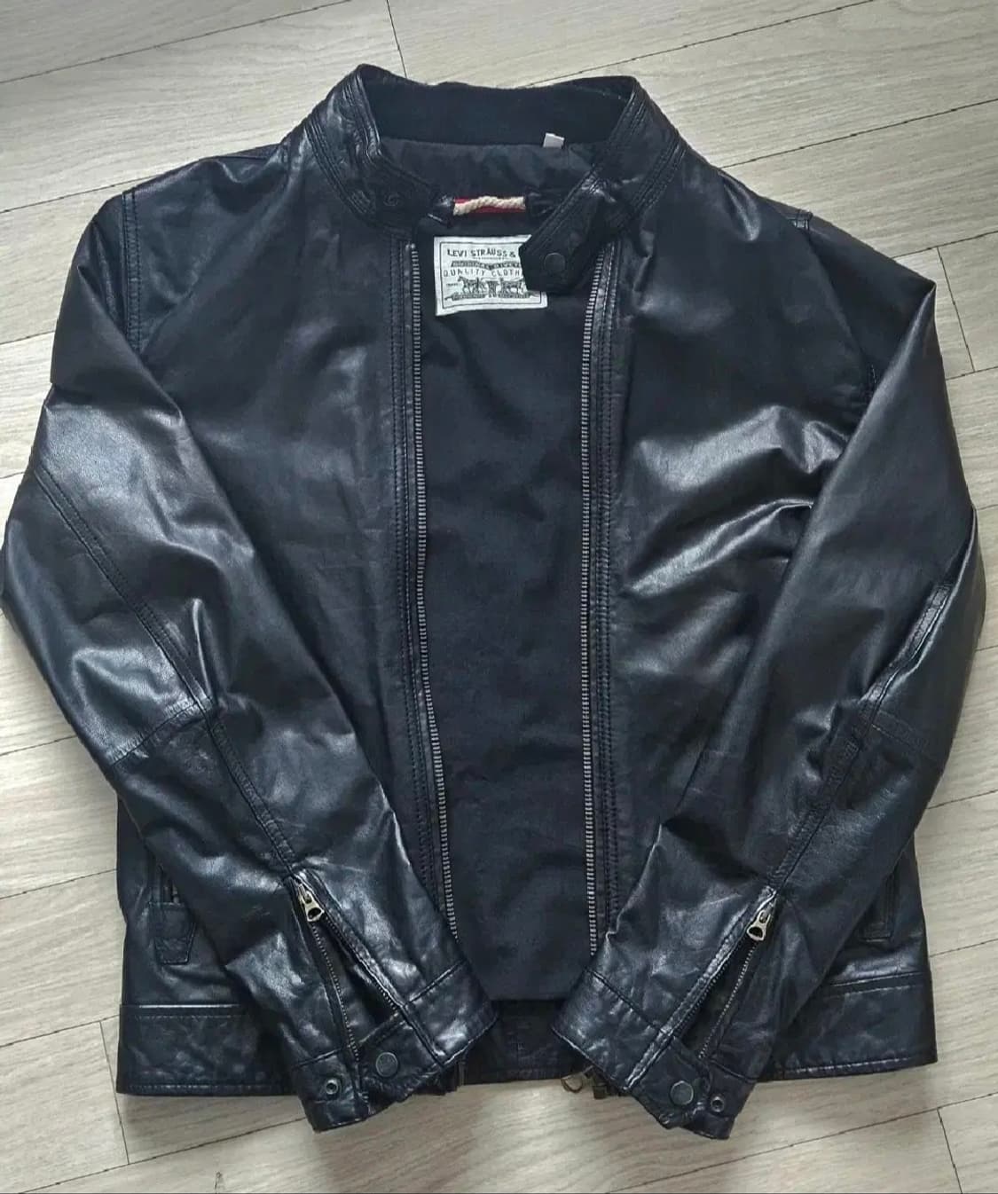 리바이스 블랙 레더 라이더 자켓 상품이미지1
