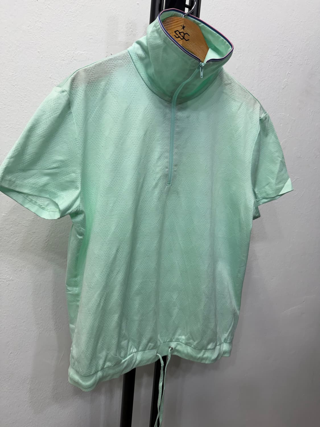 정품) 랑방 한섬 민트색 반집업 퍼프 기능성 반팔 40 상품이미지2