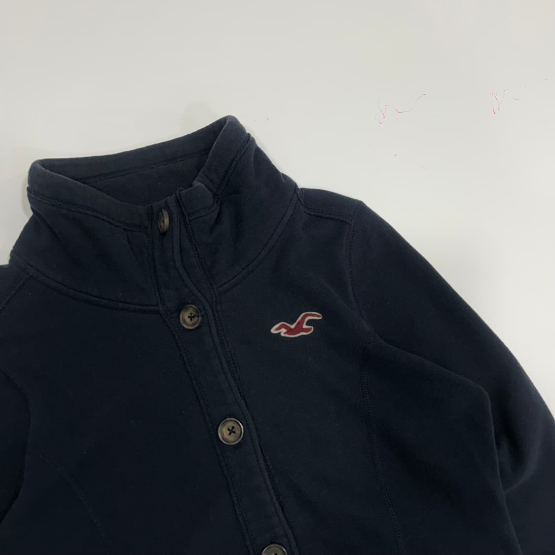 Hollister 홀리스터 버건디 로고 네이비 하이넥 자켓 상품이미지4