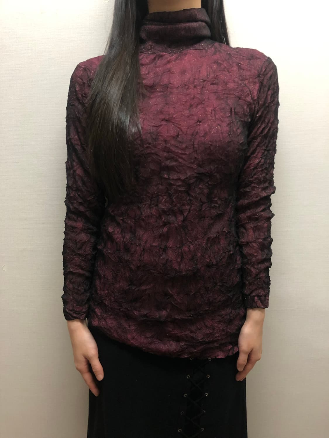 빈티지 버건디 텍스처 탑 상품이미지1