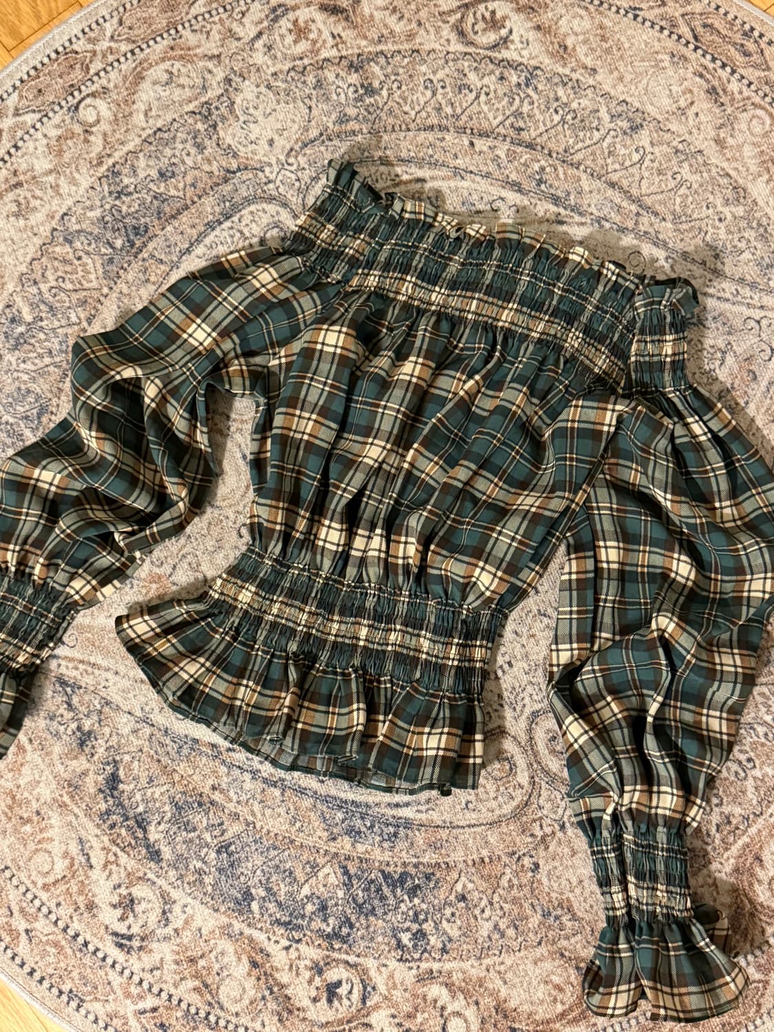 빈티지 체크 오프숄더 상품이미지1