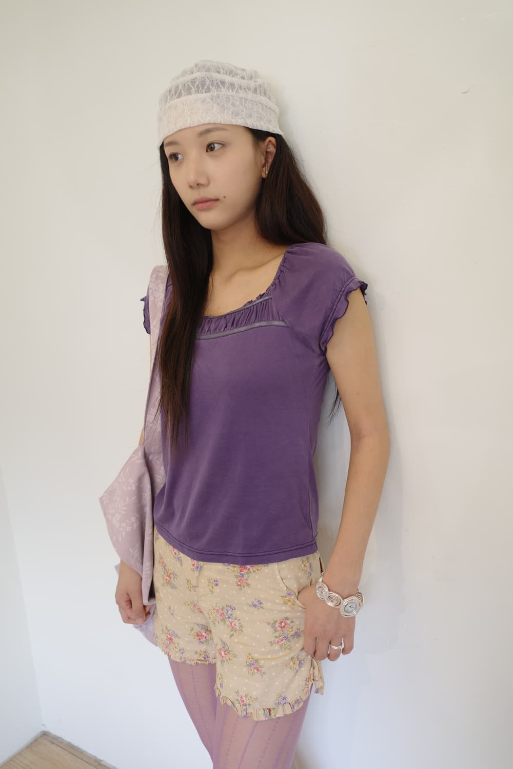 purple frill blouse 상품이미지4