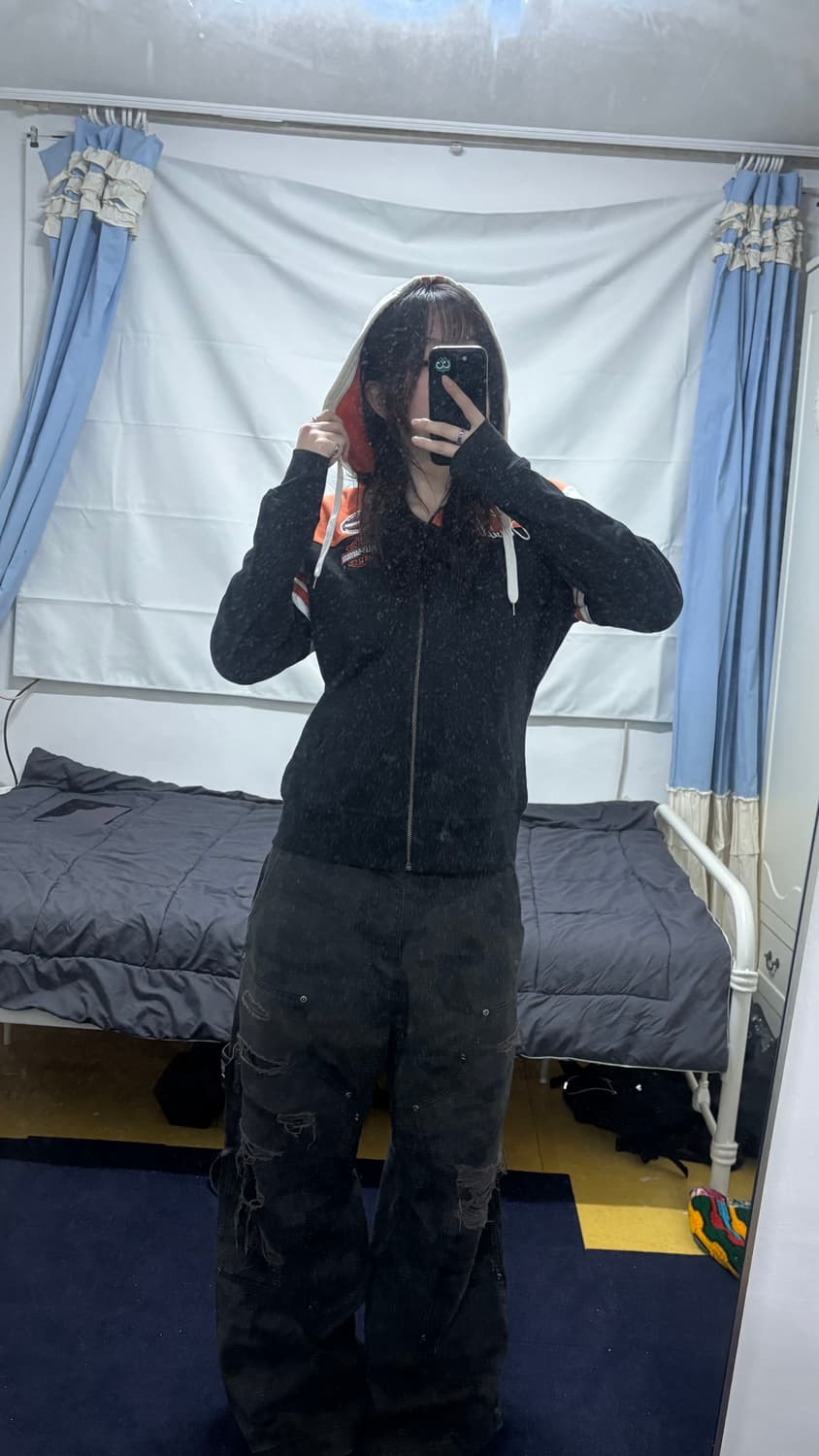 할리데이비슨 배색 후드집업 상품이미지2