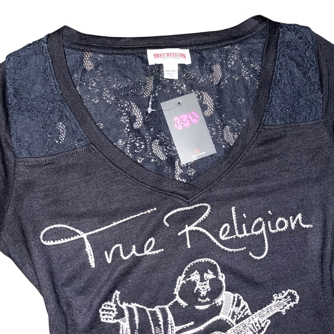 TRUE RELIGION 트루릴리전 큐빅로고 시스루 반팔 갸루펑크y2k 상품이미지2