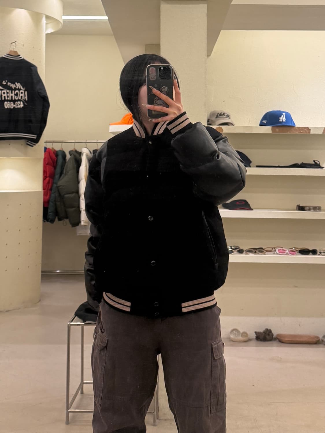 마뗑킴 빅로고 레더 다운 패딩 U842 상품이미지1