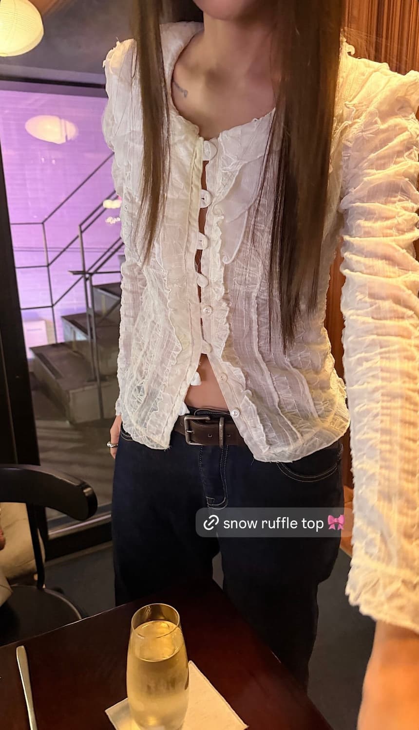 ㅇㅊ시 ㅅㅅㄹ 제외/ 쓰리타임즈 스노우 러플탑 블라우스 화이트 상품이미지1