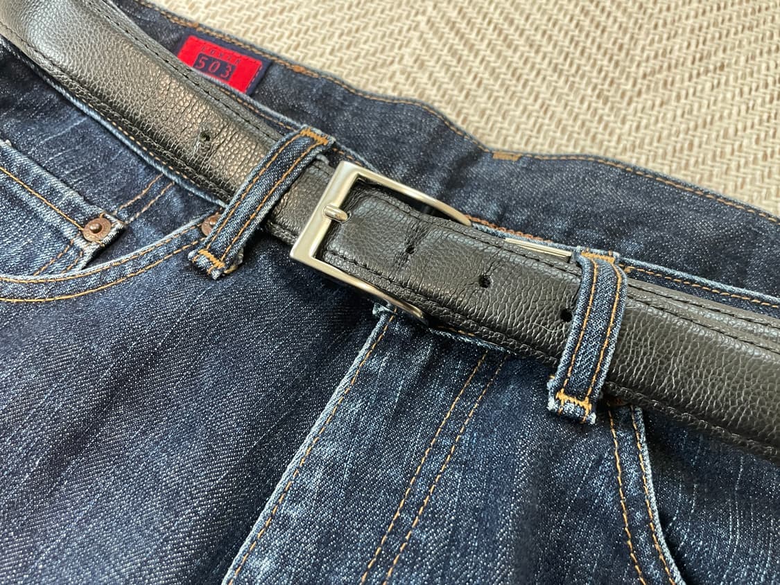 빈티지 실버 버클 레더 벨트  J03893 상품이미지2