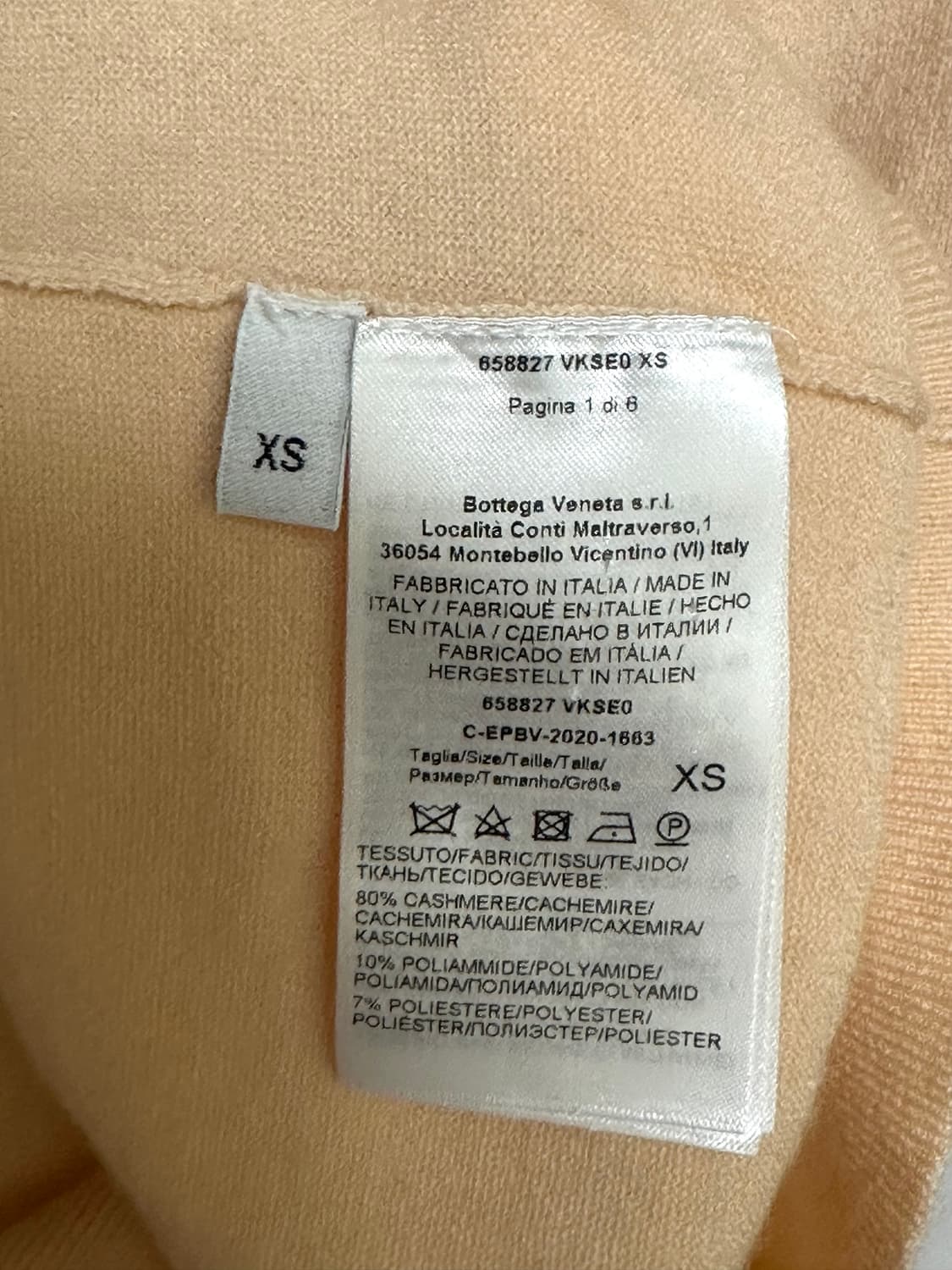 보테가 베네타 캐시미어 슬리브리스 니트 Apricot 상품이미지7