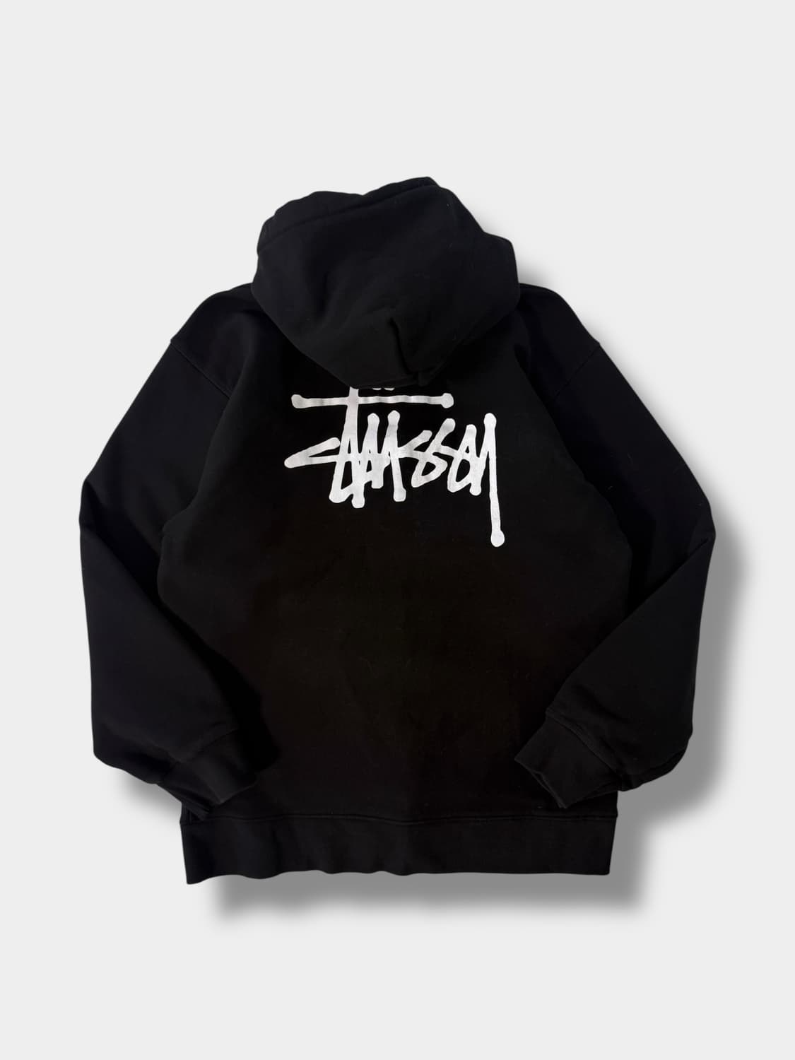 스투시 루즈핏 베이직 스탁로고 블랙 해비스웻 후드집업 상품이미지2