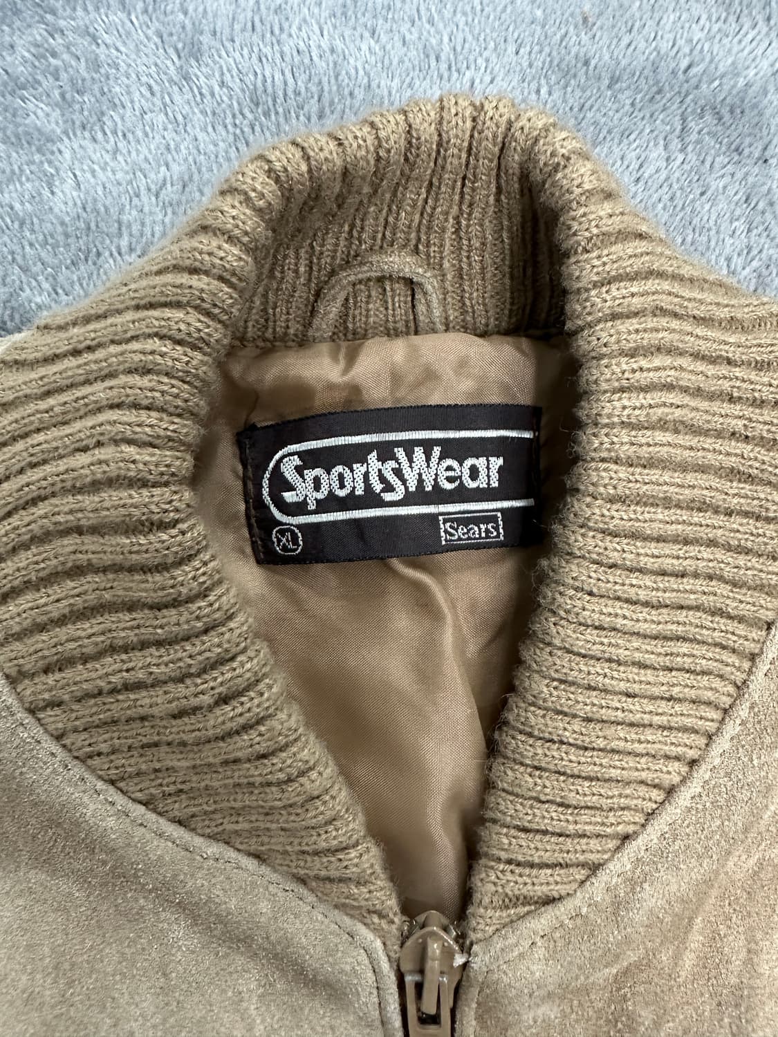 80s Sears Sportswear 니트 스웨이드 자켓 XL  상품이미지3