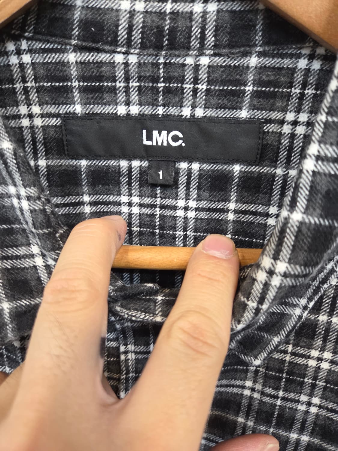 Lmc 레터링 울 체크 셔츠긴팔 대략 L 상품이미지4