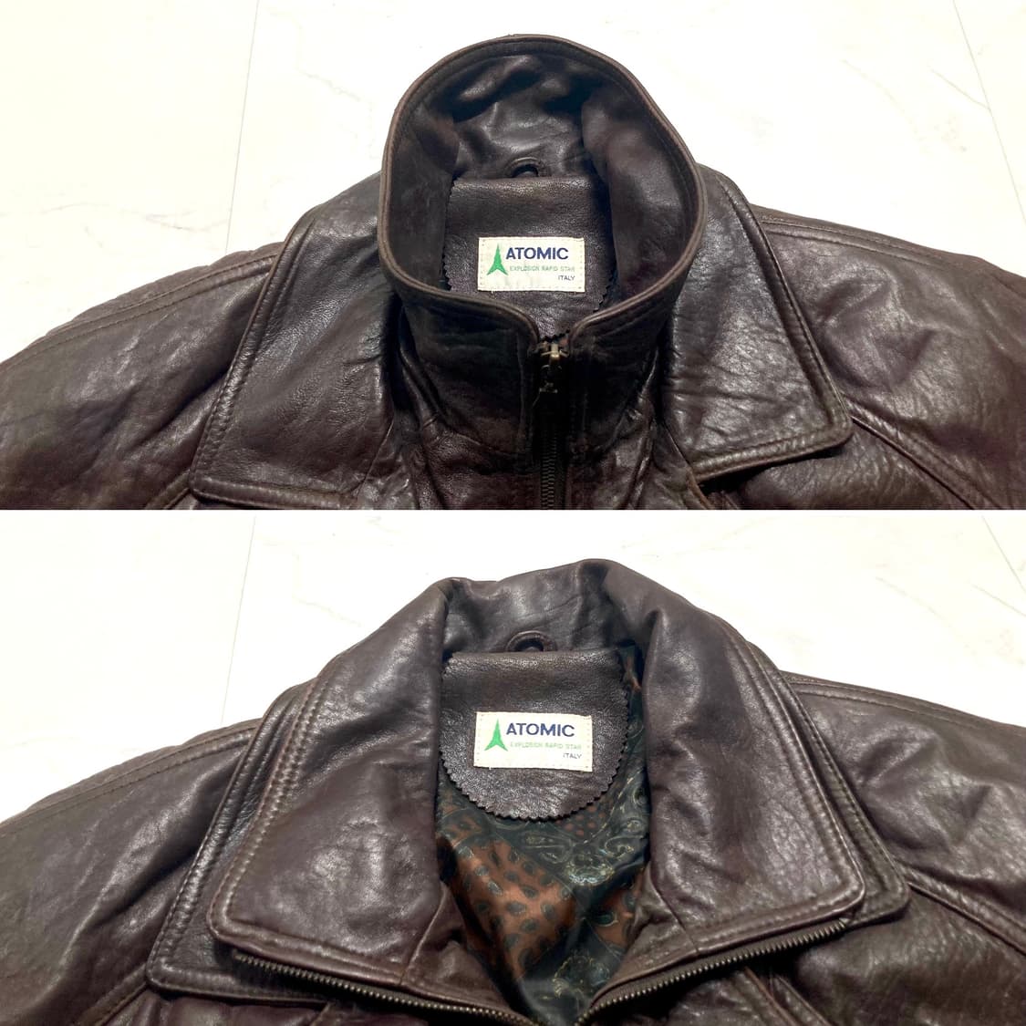90s 아토믹 양가죽 램스킨 레더 봄버 자켓 100-105 상품이미지4
