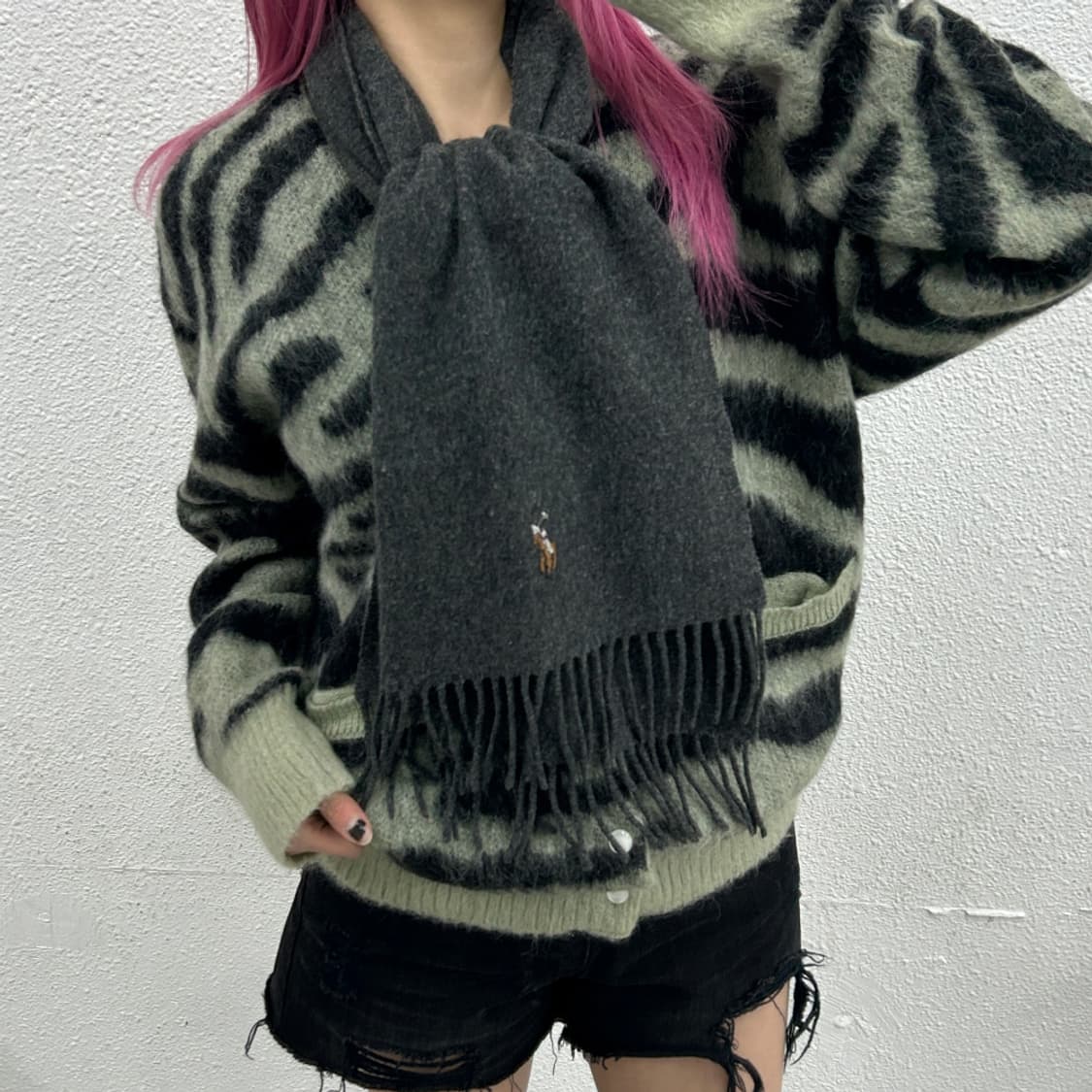 폴로 랄프로렌 옥스포드 그레이 램스울 머플러 상품이미지2