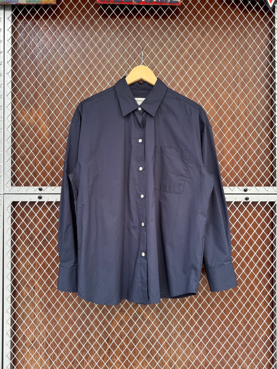 SIENNE 시엔느 네이비 바스락 캐쥬얼 베이직 오버핏 셔츠 블라우스 S 상품이미지3