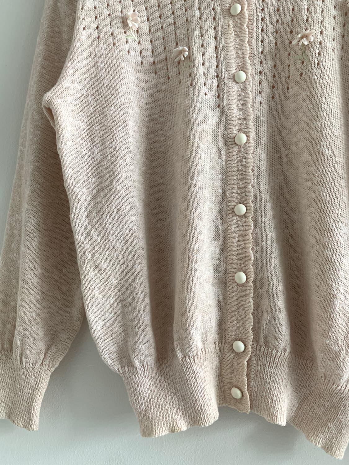 Flower embroidery peach cardigan 상품이미지4