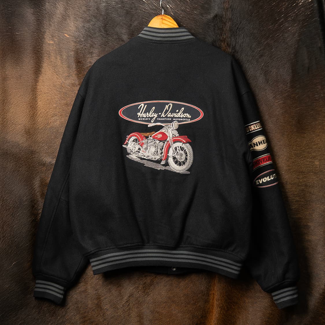 [120] 90s 할리데이비슨 울 레이온 바시티 자켓 블랙  상품이미지1
