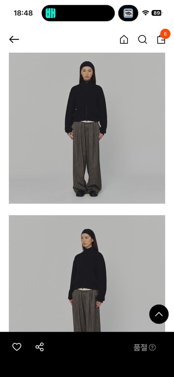 아모멘토 풀 니트 크롭 블루종 블랙 상품이미지2