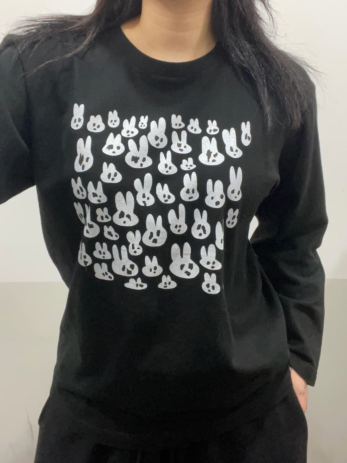 펑크 토끼 그래픽 키치 롱슬리브 상품이미지1