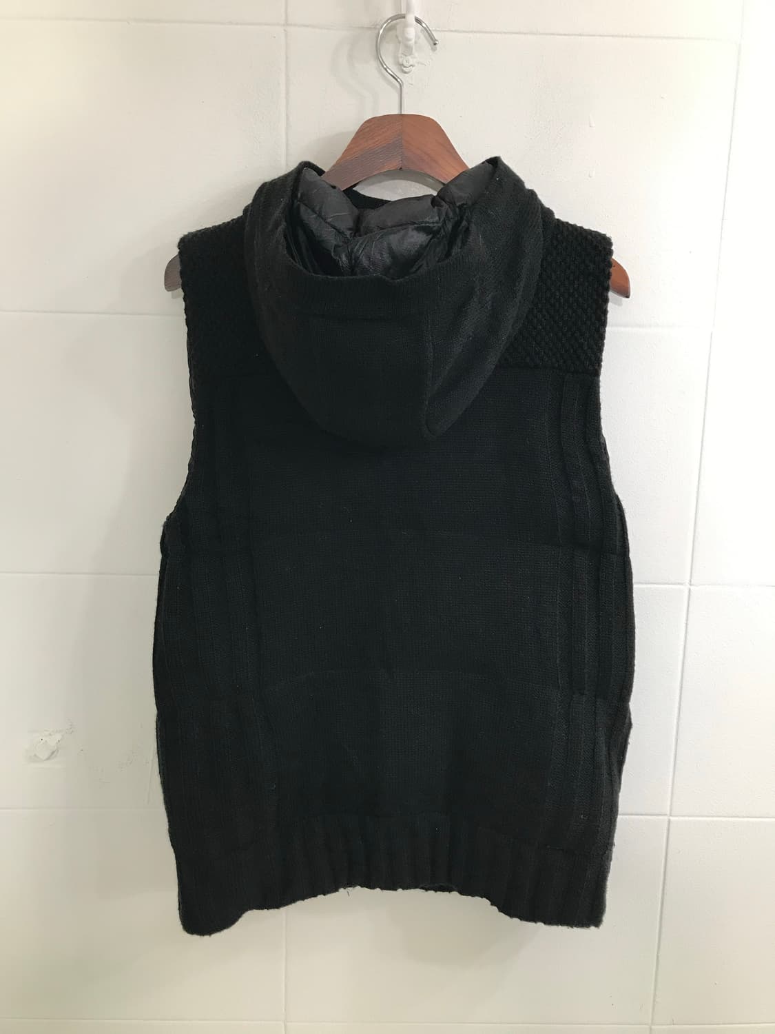 빈티지 모리 블랙 니트 패딩 조끼 베스트 상품이미지5