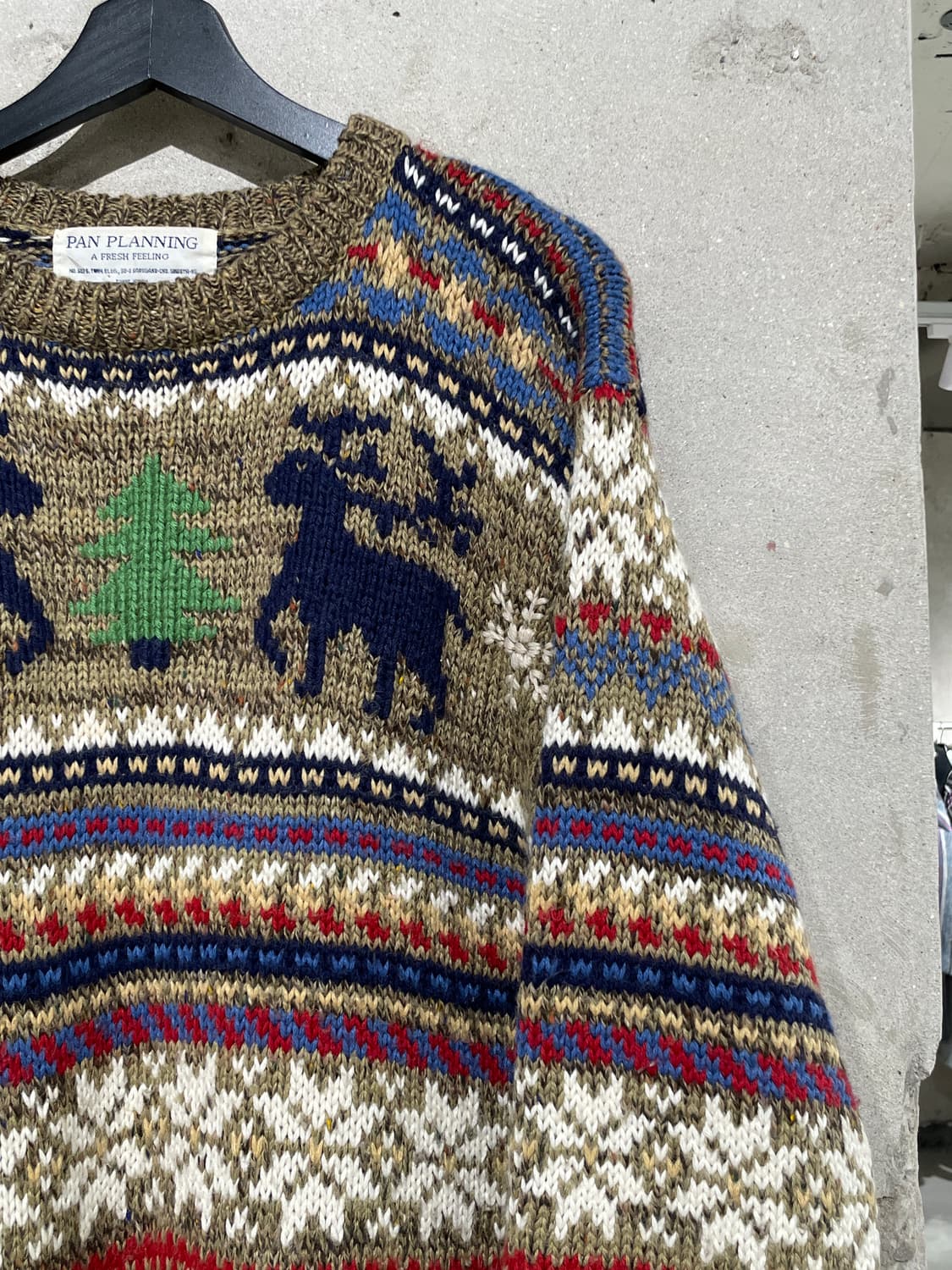 팬 플래닝 카키 페어아일 디어 아크릴 울 스웨터 상품이미지3