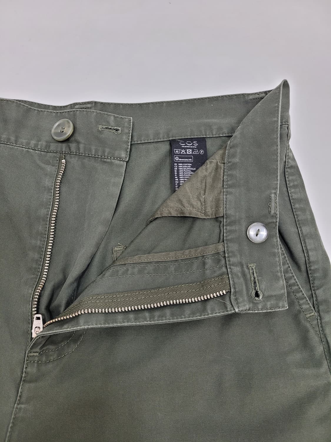 COS 코스 세미 배기핏 코튼 팬츠 / 여 160-64A 카키
 상품이미지6