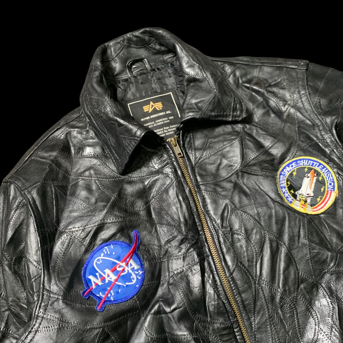 [M] 알파인더스트리 패치워크 가죽자켓 상품이미지6