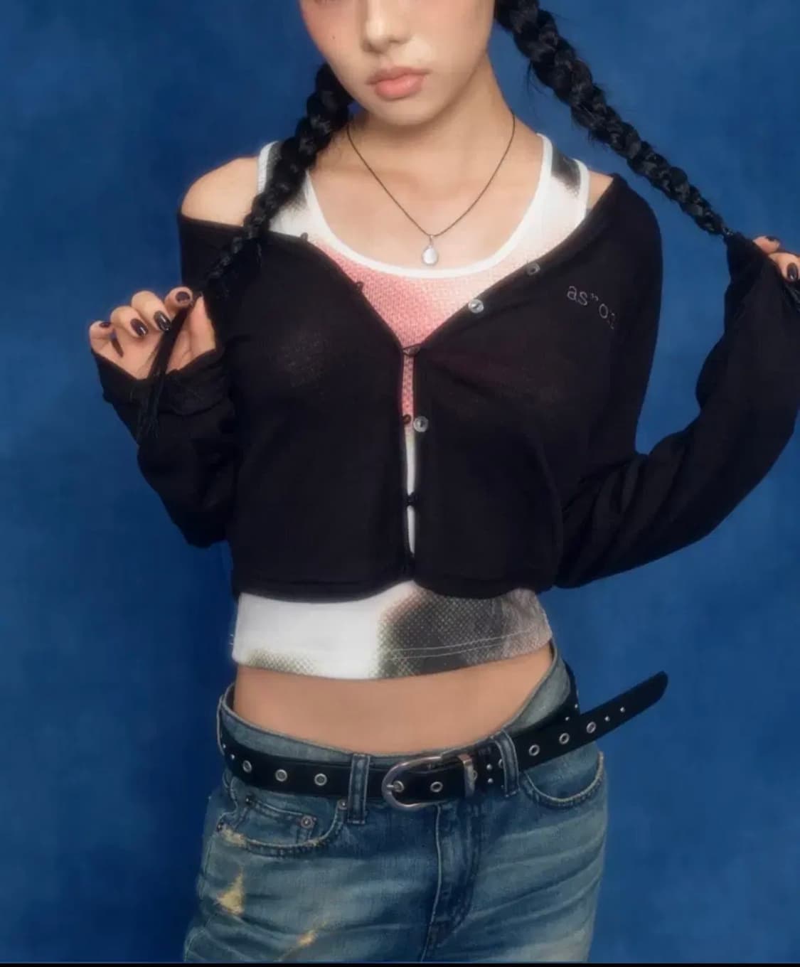 애즈온 벨트 twins eyelet belt 블랙 상품이미지4