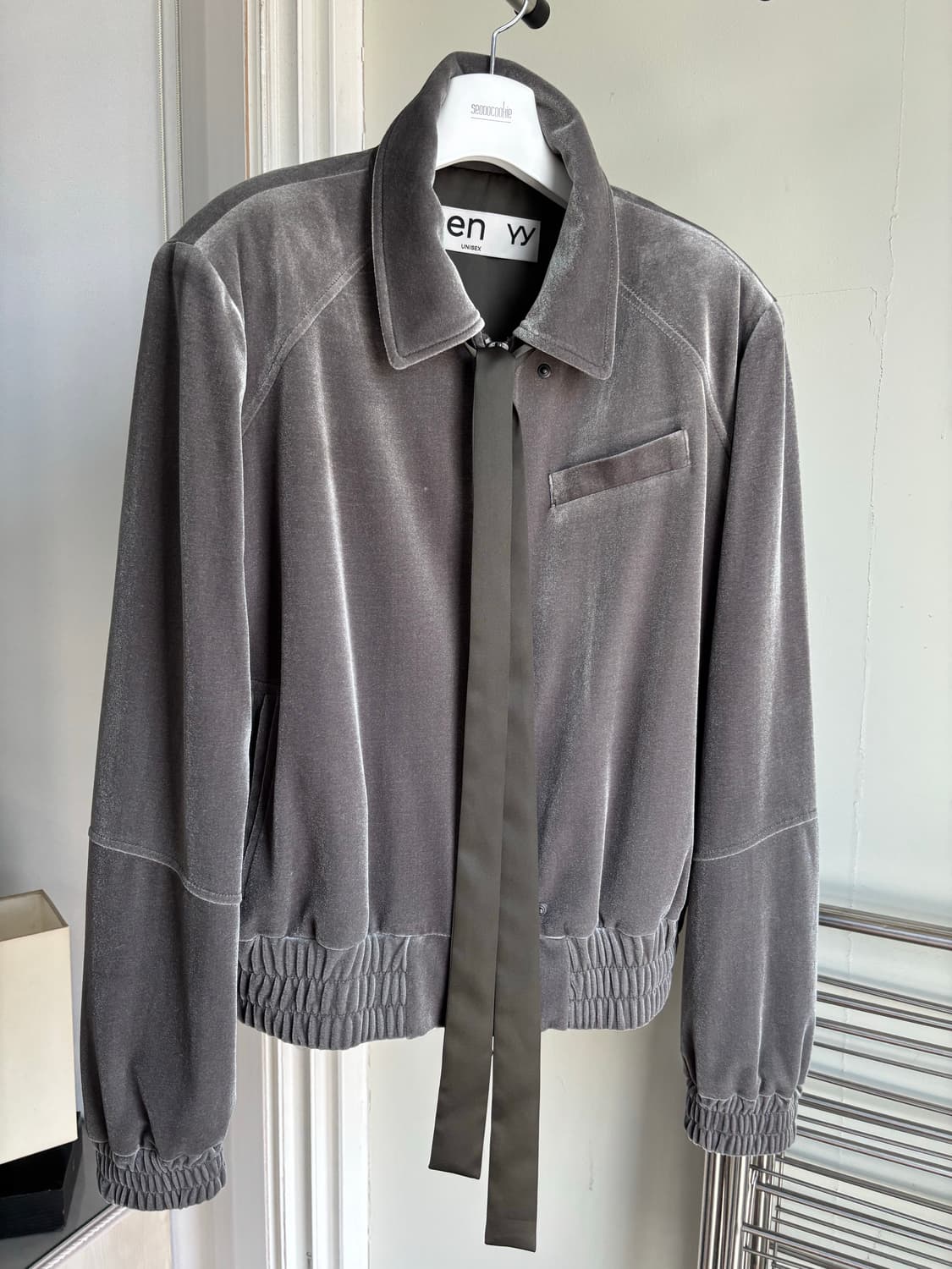 오픈와이와이 리본 벨벳 타이 봄버 자켓 상품이미지2