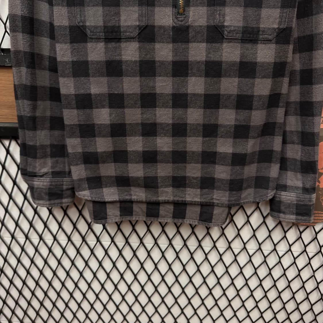 00s 베이프 버팔로 체크 하프 집업 워크 셔츠 그레이 블랙 상품이미지4