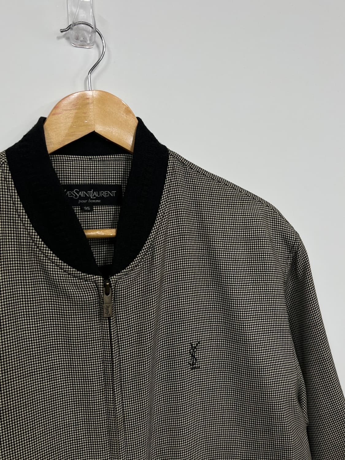 YSL 90s 입생로랑 잔체크 봄버 블루종 자켓 상품이미지2