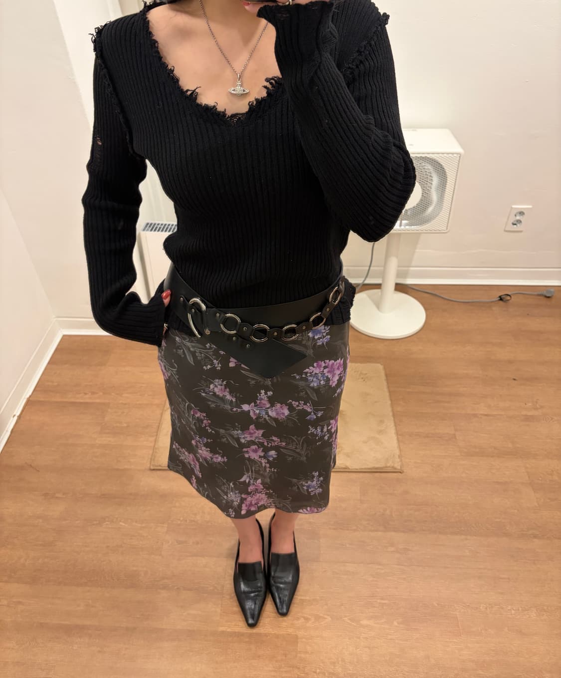 라벤더 플로럴 미디 스커트 상품이미지2